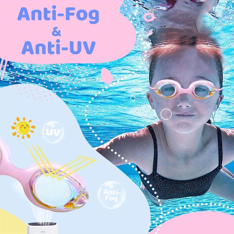 Vvinca Kids Swim Goggles with Bungee Strap No Leaking Anti Fog Toddler Goggles with Quick Adjust Ages 3-14 - Image 4